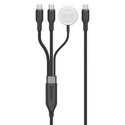 بروميت Fusion-CCW كيبل شحن متعدد الأجهزة 100W مع شاحن ابل وتتش - أسود Promate Fusion-CCW 100W Multi-Device USB-C Charging Cable with Apple Watch Charger - Black