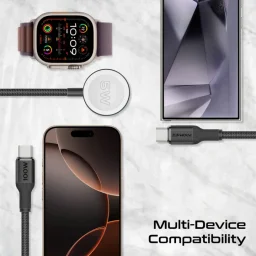بروميت Fusion-CCW كيبل شحن متعدد الأجهزة 100W مع شاحن ابل وتتش - أسود Promate Fusion-CCW 100W Multi-Device USB-C Charging Cable with Apple Watch Charger - Black