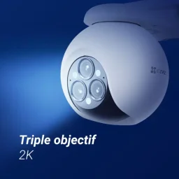 كاميرا EZVIZ H80f ثلاثية العدسات بدقة 4 ميجابكسل ×3 تعمل بالواي فاي مع حركة أفقية وعمودية EZVIZ H80f Multi Triple-Lens 2K+ (4MP x 3) Pan & Tilt Outdoor Wi-Fi Camera