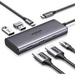 موزع UGREEN بمنفذ Type-C و6 منافذ (بما في ذلك منفذي USB 3.0) - دقة 8K بتردد 30 هرتز UGREEN 6 – in – 1 Type-C to 2 USB 3.0 Hub - 8K/30HZ