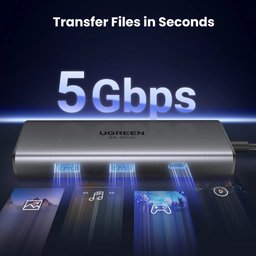 موزع UGREEN بمنفذ Type-C و6 منافذ (بما في ذلك منفذي USB 3.0) - دقة 8K بتردد 30 هرتز UGREEN 6 – in – 1 Type-C to 2 USB 3.0 Hub - 8K/30HZ