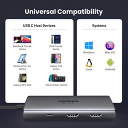 موزع UGREEN بمنفذ Type-C و6 منافذ (بما في ذلك منفذي USB 3.0) - دقة 8K بتردد 30 هرتز UGREEN 6 – in – 1 Type-C to 2 USB 3.0 Hub - 8K/30HZ