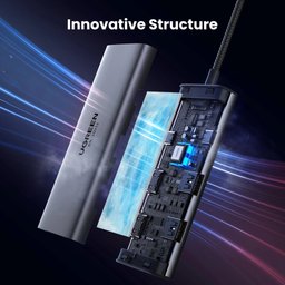 موزع UGREEN بمنفذ Type-C و6 منافذ (بما في ذلك منفذي USB 3.0) - دقة 8K بتردد 30 هرتز UGREEN 6 – in – 1 Type-C to 2 USB 3.0 Hub - 8K/30HZ