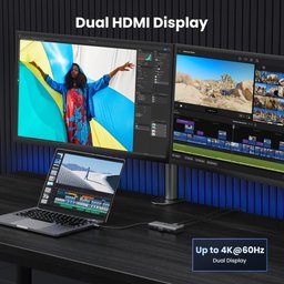 موزع UGREEN بمنفذ Type-C و6 منافذ (بما في ذلك منفذي USB 3.0) - دقة 8K بتردد 30 هرتز UGREEN 6 – in – 1 Type-C to 2 USB 3.0 Hub - 8K/30HZ