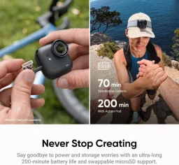 الحزمة القياسية لكاميرا إنستا 360 جو ألترا - اللون الأسود Insta360 GO Ultra Standard Bundle - Black