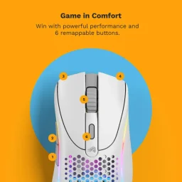 ماوس الألعاب اللاسلكي جلوريوس موديل دي 2 (Model D 2) مع إضاءة RGB - لون أبيض مطفي Glorious Model D 2 Wireless RGB Gaming Mouse - Matte White