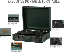 مشغل أسطوانات "كروسلي" ديلوكس التنفيذي مع خاصية إرسال البلوتوث - لون خشب الصنوبر Crosley Bluetooth Out Deluxe Executive Turntable - Pine