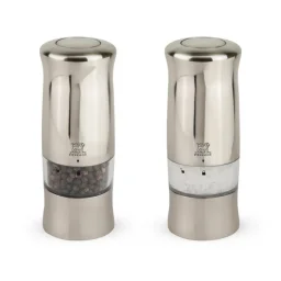 طقم هدايا مطاحن فلفل وملح "بيجو زيلي" (Peugeot Zeli) بطول 14 سم - كروم غير لامع (Brushed Chrome) Peugeot Zeli Pepper & Salt Mill Gift Set 14cm - Brushed Chrome