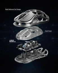 جرافاستار Mercury M1 Pro ماوس ألعاب - لون رمادي معدني GravaStar Mercury M1 Pro Gaming Mouse - Gunmetal Gray