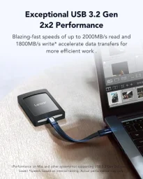 هارديسك ليكسار SL500 المحمول SSD مع مجموعة مغناطيسية 1 تيرا بايت - أسود Lexar SL500 Portable SSD with Magnetic Set 1TB - Black
