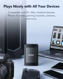 هارديسك ليكسار SL500 المحمول SSD مع مجموعة مغناطيسية 1 تيرا بايت - أسود Lexar SL500 Portable SSD with Magnetic Set 1TB - Black