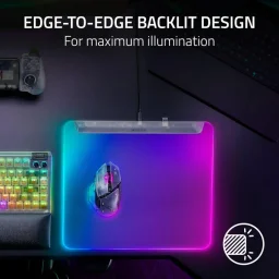ريزر فايرفلاي V2 برو لوحة ماوس ألعاب مضيئة بالكامل مع إضاءة RGB، منفذ Type C - إصدار فانتوم الأبيض Razer Firefly V2 Pro Fully Illuminated RGB Gaming Mouse Mat, Type C - Phantom White Edition