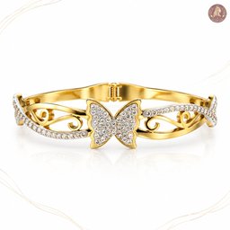 سوار الفراشة الملكي المرصع بالكريستال من متجر عشتار Royal Crystal Butterfly Luxury Bangle From Ishtar Store