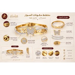 سوار الفراشة الملكي المرصع بالكريستال من متجر عشتار Royal Crystal Butterfly Luxury Bangle From Ishtar Store