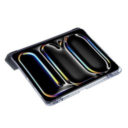 كفر دفتري ستاند ثلاثي ظهر شفاف مع مكان للقلم لجهاز iPad Pro 13 2024·2025 iPad Pro 13