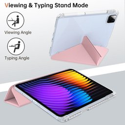 كفر دفتري ستاند ثلاثي ظهر شفاف مع مكان للقلم لجهاز Xiaomi Pad 7 - 7 Pro - Pad 8 11.2 inch Xiaomi Pad 7 Pro Pad 8 11.2 Inch