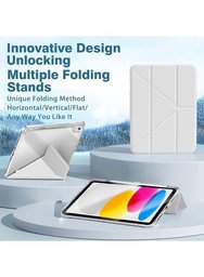 كفر دفتري ستاند ثلاثي ظهر شفاف مع مكان للقلم لجهاز iPad 10 10.9 2022 - iPad 11 A16 2025 iPad 10 10.9 2022 iPad 11 A16 2025