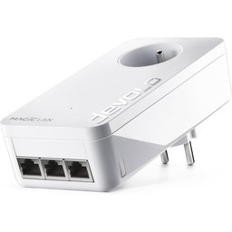 محول Powerline طراز devolo Magic 2 Triple LAN - سرعة تصل إلى 2400 ميجابت في الثانية، 3 منافذ Gigabit Ethernet devolo Magic 2 Triple LAN, Powerline Adapter - up to 2,400 Mbps, 3x Gigabit Ethernet Ports, Built-in Plug, White
