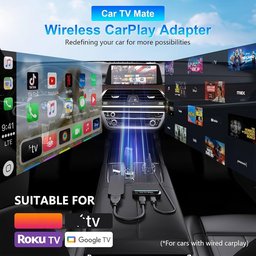 محول Car TV Mate 2026 اللاسلكي المدمج لـ CarPlay، وجهاز تحويل (TV Box) للسيارة بنظام التوصيل والتشغيل (Plug & Play). Car TV Mate 2025 Built-in Wireless CarPlay Adapter, Fire TV Stick Converter for Car Plug & Play