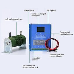 منظم طاقة هجين لتوربينات الرياح والألواح الشمسية مع مقاومة تفريغ خارجية MPPT Wind/Solar Hybrid System Charge Controller