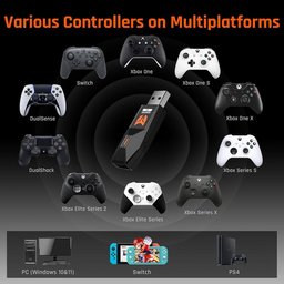 محول وحدة تحكم BIGBIG WON – لتشغيل وحدات تحكم Xbox Series X|S/One/Elite Series/PS5/PS4 على أجهزة الكمبيوتر أو منصات BIGBIG WON Controller Adapter, Xbox Series X|S/One/Elite Series/PS5/PS4/Switch on PC/Console, Turbo Wired Adapter - R90