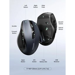 ماوس لاسلكي مريح من UGREEN بتقنية 2.4 جيجاهرتز، ودقة 4000 نقطة في البوصة (DPI)، وتصميم صامت. UGREEN Ergonomic Wireless Mouse 2.4G 4000DPI Silence Design