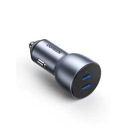 شاحن سيارة سريع من UGREEN بقدرة 40 واط، مزود بمنفذي Type-C ويدعم تقنية PD – طراز CD213 UGREEN 40W Dual Type-C Port PD Fast Car Charger – CD213