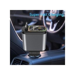 شاحن سيارة للهواتف (Type-C + Lightning) قابل للسحب، مزود بخاصية عرض نجوم على سقف السيارة | إكسسوارات سيارات - شحن سريع 4 في 1 Retractable Type C +iOS Car Mobile Charger with Roof Starry Projection | Car Accessories | 4 in 1 | Fast Charging