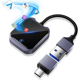 محول CarPlay لاسلكي يتميز باتصال سريع ومستقر عبر تقنيتي WiFi بتردد 5 جيجاهرتز وBluetooth Wireless Carplay Adapter with Fast Stable 5Ghz WiFi Bluetooth Connection
