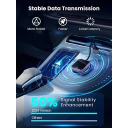 محول CarPlay لاسلكي يتميز باتصال سريع ومستقر عبر تقنيتي WiFi بتردد 5 جيجاهرتز وBluetooth Wireless Carplay Adapter with Fast Stable 5Ghz WiFi Bluetooth Connection