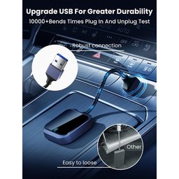محول CarPlay لاسلكي يتميز باتصال سريع ومستقر عبر تقنيتي WiFi بتردد 5 جيجاهرتز وBluetooth Wireless Carplay Adapter with Fast Stable 5Ghz WiFi Bluetooth Connection