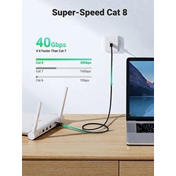 كابل إيثرنت UGREEN من الفئة CAT 8، عالي السرعة، 40 جيجابت في الثانية، 2000 ميجاهرتز UGREEN CAT 8 Ethernet Cable High-Speed 40Gbps 2000MHz/1M