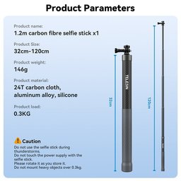 telesin GP-MNP-002 Carbon Fiber selfie 1.2m telesin GP-MNP-002 Carbon Fiber selfie 1.2m