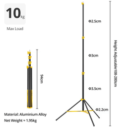 AMBITFUL GM280Y – 280cm Air Cushioned Light Stand AMBITFUL GM280Y – 280cm Air Cushioned Light Stand