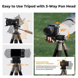 ('Grey') KF09.155 Lightweight Travel Tripod for Camera & Phone 190cm ('Grey') KF09.155 Lightweight Travel Tripod for Camera & Phone 190cm
