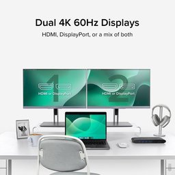 محطة توصيل PLUGABLE بمنفذي USB 3.0 وUSB-C، تدعم شاشتين بدقة 4K PLUGABLE USB 3.0 AND USB-C 4K DUAL MONITOR DOCKING STATION