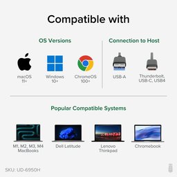 محطة توصيل PLUGABLE بمنفذي USB 3.0 وUSB-C، تدعم شاشتين بدقة 4K PLUGABLE USB 3.0 AND USB-C 4K DUAL MONITOR DOCKING STATION