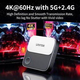 محول Unitek اللاسلكي لعرض محتوى HDMI، جهاز استقبال لعكس الشاشة، يدعم ترددي 2.4 جيجاهرتز/5 جيجاهرتز، وبث بدقة 4K على التلفاز Unitek Wireless Hdmi Display Dongle Adapter, Screen Mirroring Receiver, 2.4G/5G, 4K Casting Device for TV