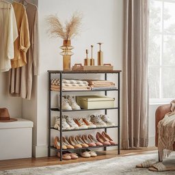 رف الأحذية و جنطة 5-tier industrial-style shoe rack