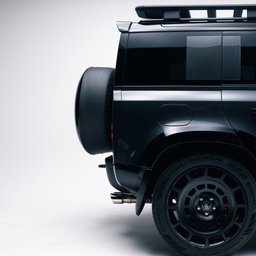 غطاء الإطار الاحتياطي الخلفي لاند روفر ديفندر باللون الأسود اللامع Gloss Black OE-Style Spare Wheel Cover designed for the Land Rover Defender