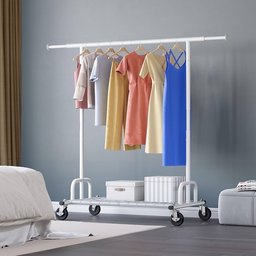 حامل تعليق وتخزين الملابس المعدني شديد التحمل والمزود بعجلات heavy-duty rolling metal garment and clothing rack