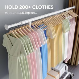 حامل تعليق وتخزين الملابس المعدني شديد التحمل والمزود بعجلات heavy-duty rolling metal garment and clothing rack