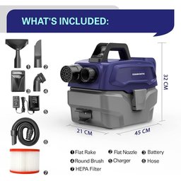 مكنسة كهربائية لاسلكية شحن  محمولة 3 في 1 (شفط جاف، شفط رطب، ونفخ هواء) Tenworth TMV053, an 18V cordless wet and dry portable vacuum cleaner