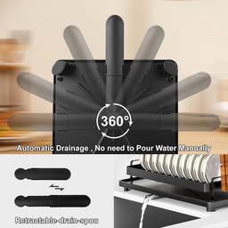 مجفف أطباق (مطبخ) معدني مكون من طابقين باللون الأسود المطفي 2-tier matte black metal dish drying rack