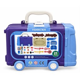حقيبة حافلة صيد الأسماك التفاعلية 2 في 1 (25 قطعة) 2-in-1 Fishing Bus Toy Suitcase & Playset (25 PCS)