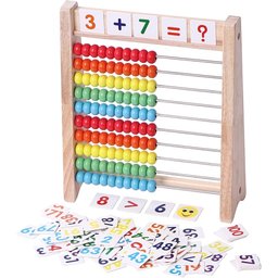 عداد الحساب الخشبي التعليمي بتصميم ألوان قوس قزح (مناسب لعمر 3 سنوات فما فوق) Ohye Rainbow Computing Frame & Wooden Abacus Toy (Ages 3+)