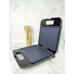 كابسة صاج كهربائية مع سطح غير لاصق وتحكم حراري وميزات امان Electric Sandwich Press with Non-Stick Plates, Thermostat Control and Overheat Protection