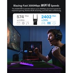 مقوي وموسع نطاق شبكة WiFi 6 AX3000 من BrosTrend، مزود بمنفذ Gigabit وتقنية OFDMA BrosTrend WiFi 6 AX3000 WiFi Booster Range Extender with Gigabit Port OFDMA