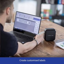 طابعة الملصقات Brother PT-P710BT P-Touch Cube Plus، قابلة للتوصيل بجهاز الكمبيوتر وعبر تقنية Bluetooth مع أنظمة iOS وAndroid Brother PT-P710BT Etikettendrucker, P-Touch Cube Plus, Etikettierer Verbindbar PC und Bluetooth Schwarz, 6.1 x 11.5 x 11.5 cm