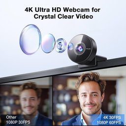 كاميرا ويب EMEET C950 بدقة 4K للحاسوب، مزودة بخاصية التركيز التلقائي (PDAF) وميكروفون، وتعمل عبر منفذ USB EMEET C950 4K Webcam for PC, PDAF Autofocus, USB Webcam with Microphone